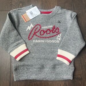 Roots Heather Gray and Red Kids Sweatshirt
